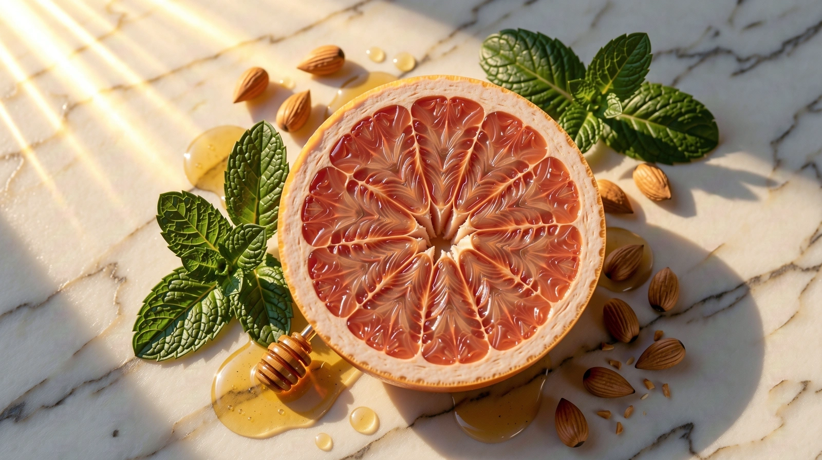 Fruta fresca y menta representando vitalidad